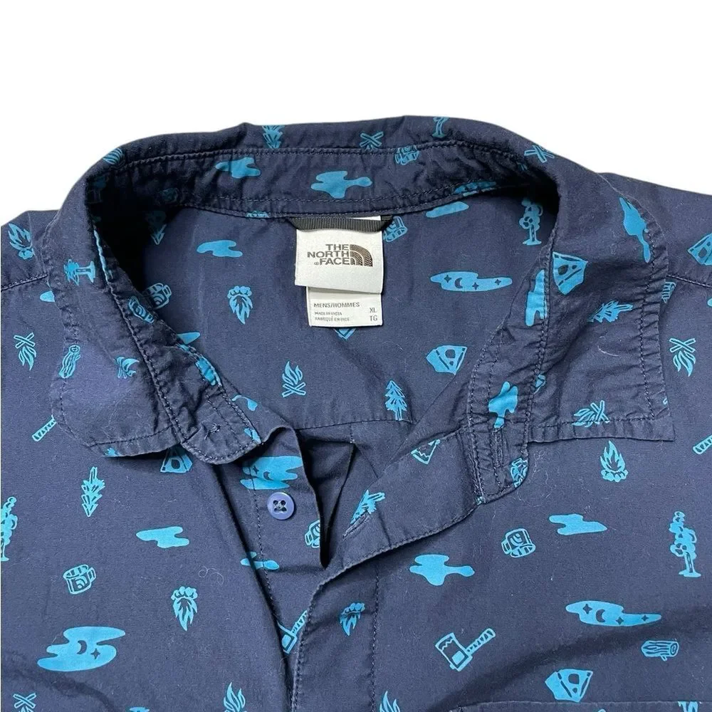 THE NORTH FACE Baytrail Pattern Short Sleeve Button Down Shirt Blue Size XL
